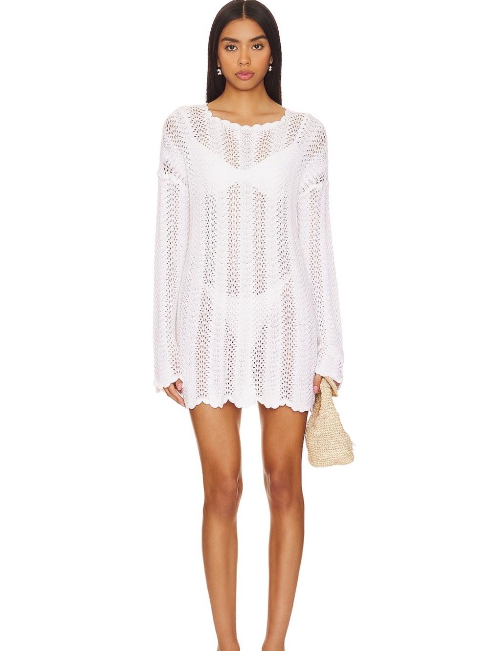 Show Me Your MuMu Packable pullover coverup in white crochet